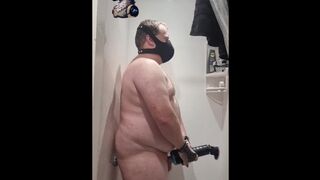 NZ Kiwi Kinky Bear gets fucked in shower with long dildo and fucks blue alien pussy - long version