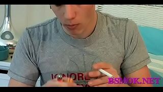 Homo hunk smokes and jerks off