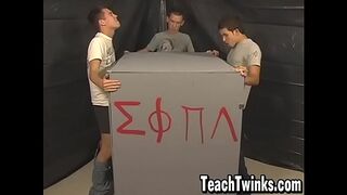 Sweet twink blowing chubby dicks in glory hole for fun times
