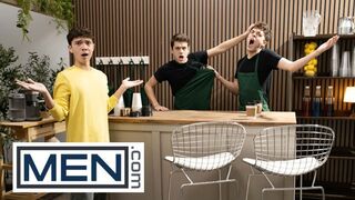MEN - Sam Ledger Asks Barista Joey Mills For Something Hot & Creamy So He Gets Cum All Over His Body