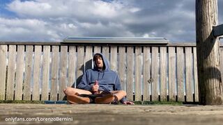 jerking off my big gay cock outdoor