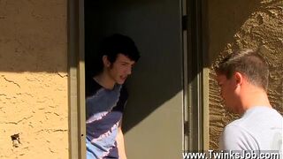 Gay blowjob in car Ryan gargles down the older stud's schlong before