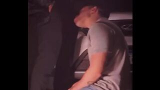 After a few drinks, I suck the neighbor's cock outside his house and he ends up fucking me bareback and his wife inside the house.