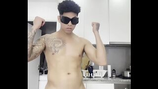Latino boy masturbating in a taxi