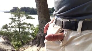 Wanking by the water - jerking off next to a river, verbal