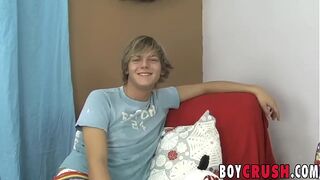 Twink gay Dillon Samuels receives blowjob while masturbating