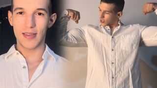 My friend arrives tired from work and we have fun relaxing my muscles and my penis.