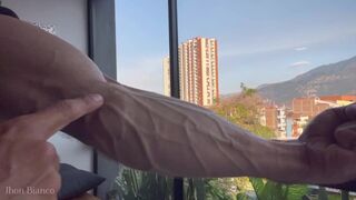 Hot jock veiny guy show you his daily life