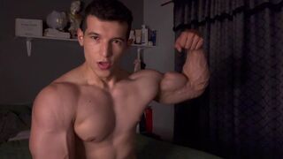 JOI I teach my student Spanish but he doesn't stop looking at my muscles with subtitles