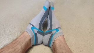 Hairy legs, socks and cum