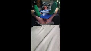 Bear jerks off in green sox!