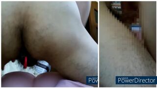 2Cameras] Hairy Japanese Masturbate. Look at the anal orgasmic contractions.