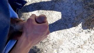 Public gay jerk off outside risky, get caught