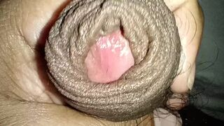 Uncut cock - precum - foreskin - close up - Big cock
