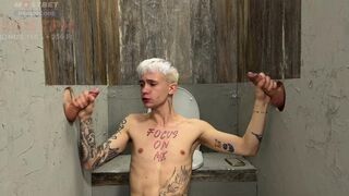 42 The guy didn't expect that his mouth and ass would be fucked through these toilet holes