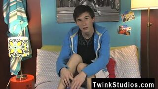 Twink movie Skyelr Bleu is on camera providing an interview and he's