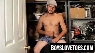 Jock Reveals Feet While His Massive Cock Stands Rock Hard