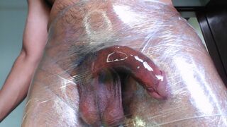 Wrapped in stretch cock ass and big balls covered in stretch