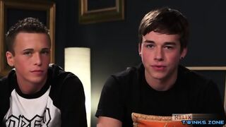 Brunette Twink Threesome With Cumshot