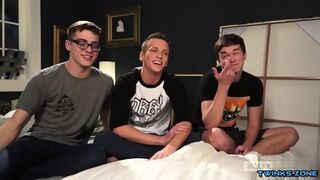 Brunette Twink Threesome And Cumshot