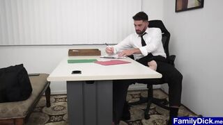 Horny Twink Grabs Stepdaddys Big Cock Under The Table