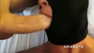 Twink's Threesome Suck Session With Two Thick Cocks