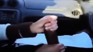 BBC Gets A Handjob In The Car