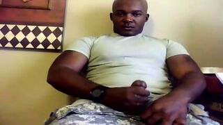 Black Military Man Jerks Off And Cums Solo