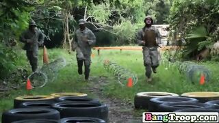 Black Trooper Blowing White Schlong Outdoors
