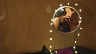 Round Mirror - Very spontaneous idea to film hard cock with cumshot in the round mirror.
