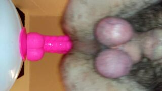 Watch my hot hairy ass take my new pink dildo deep and loving it!