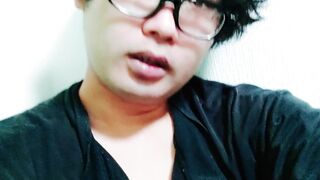 Amateur/personal video Glasses guy plays with foreskin cock