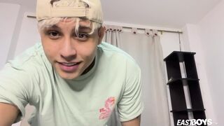 Sucking your nipples and jerking off a big Latin cock