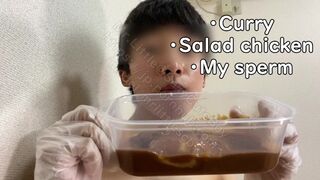 Naked Eating Masturbation Part6 Sample 【gay】【cute】【food】【cumshot】【 male moaning】【 cum eating】