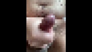 [Self-portrait] Intense handjob of chubby short and small phimosis-masturbation addiction-