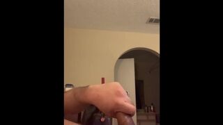 Daddy smacking his dick after a hard day at word