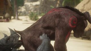 Minotaur Cums A LOT From Being Fucked by Rhino (Gulhragg) | Wild Life Furry