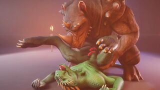Scalie Reptile (Corbac) Gets Milked by Big Dick Rhino (Gay Sex) | Wild Life Furry