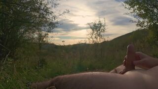 Lazy jerk off in nature to the sunset. 4K Iamhornybobo