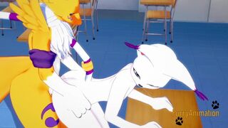 Digimon Yaoi - Renamon & Gatomon having hard sex