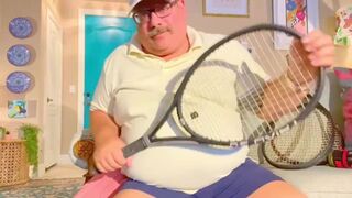 Tennis Coach daddy has huge orgasm at end