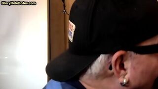 Bottom BJ DILF Fucked Through Gloryhole After Cocksucking
