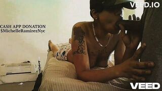 LESBIAN GAY FEM GIVES A BLOWJOB TO BIG DICK BBC DEEPTHROAT