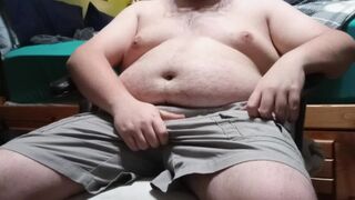 Chubby Bear Strips and Cums After a Long Day Working Outside