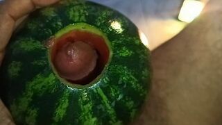 Come and cum while you watch me masturbate and cum while fucking this watermelon