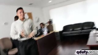 Fine Looking Guys Are Doing An Interracial Blowjob During An Interview