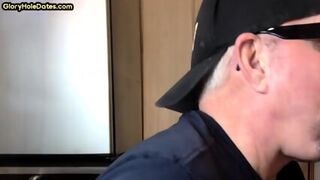 IR DILF Fucked In Deepthroat Gloryhole By His Black BF