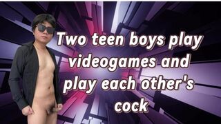 Two teenage boys paying videogames ended up sucking each other's cock