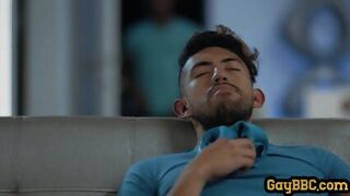 Muscled Black Stud Bareback Fucks His White Cocksucking BF