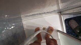 The Pig Shows You His Cumshot After Jerking Off And Takes A Shower For You